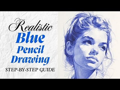 Blue Pencil Portrait Drawing | Realistic Face Sketch Tutorial for Beginners