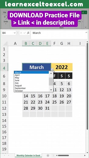 Calendar in Excel Make Dynamic, Interactive Calendar in Excel with