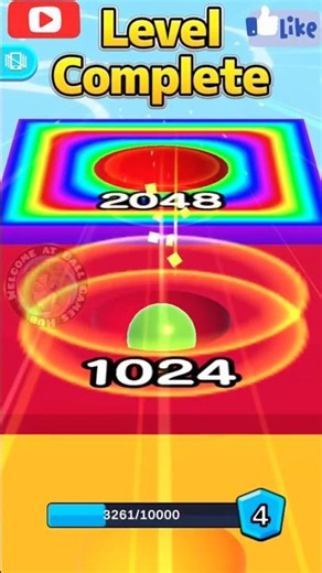 Tiny 8 Green Ball Reaches 1024 Red Tile | Ball Run 2048 #ballgameshub 😱🔥 #shorts