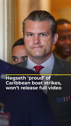 US Defense Secretary Pete Hegseth said unedited footage of the September 2 strike on a boat in the Caribbean is “top secret” and will be shown only to select lawmakers, not the public. #news