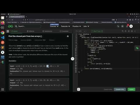 GFG | Find the closest pair from two arrays