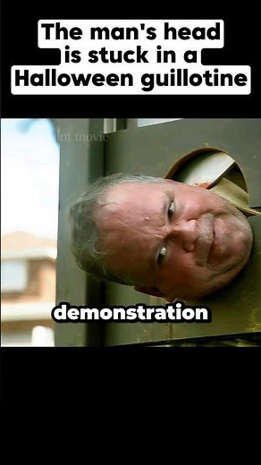 The man's head is stuck in a Halloween guillotine #shorts