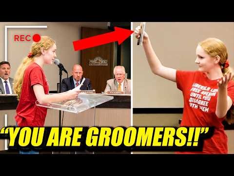 Brave girl makes woke teachers PANIC with genius stunt at school board meeting