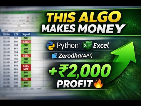 Live Algo Trading with Python + Excel | Zerodha WebSocket | VWAP Strategy | ₹2,000 Profit