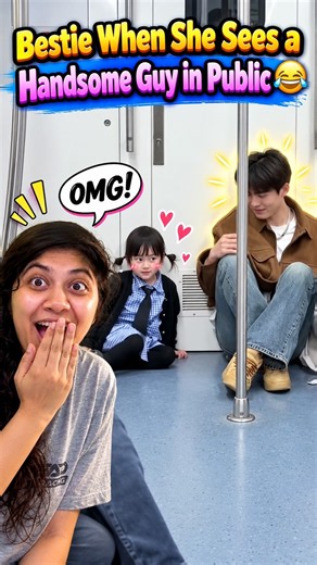Bestie When She Sees a Handsome Guy in Public 😂 | Best Friend Reaction #Shorts