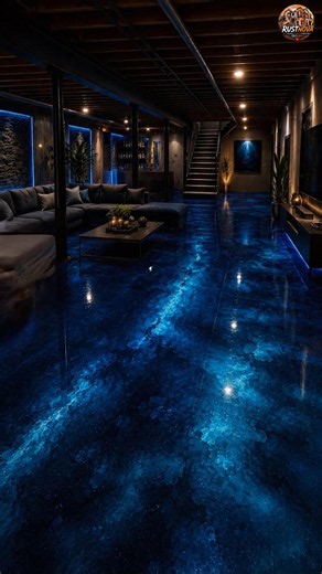 Deep Sea Epoxy Floor → Luxury Basement Setup
