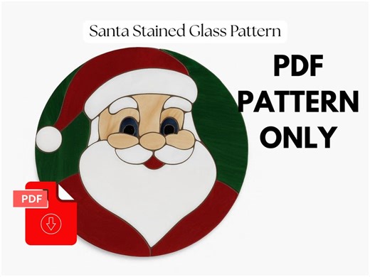 Santa Stained Glass Pattern PDF | Stained Glass Christmas Suncatcher | Digital Pattern Ornament - Etsy