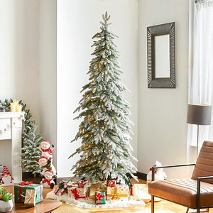 Reviews for Glitzhome 7.5 ft. Pre-Lit Flocked Pencil Spruce Artificial Christmas Tree with 350 Warm White Lights | Pg 1 - The Home Depot