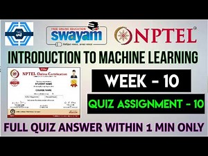 Introduction To Machine Learning - Week 10 Answers Solution 2023 | NPTEL | SWAYAM