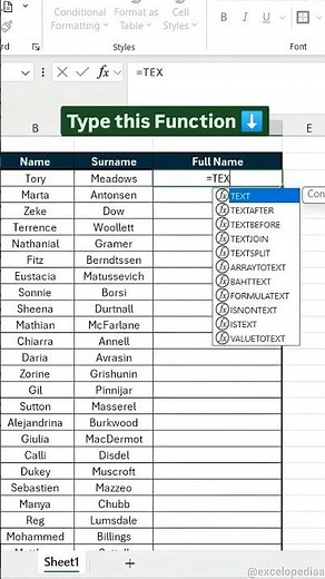 how to join text in excel