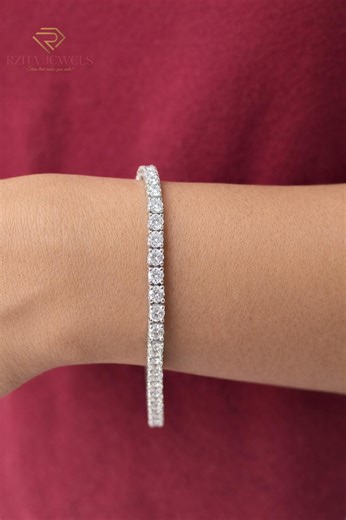 Lab Grown Diamond Tennis Bracelet, Round Cut 14K Yellow Gold Bridal Wedding Bracelet, Conflict Free Diamond Bracelet Gift for Her - Etsy