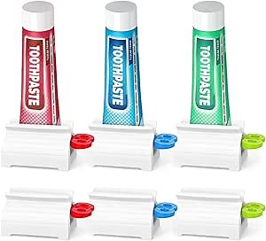 LOVEINUSA 6PCS Toothpaste Tube Squeezer Dispenser, Toothpaste Squeezer Roller Tool for Bathroom