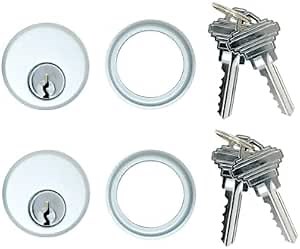 Summit DOORWARE Mortise Cylinder Door Lock Replacement Parts | Adams Rite 4036 Replacement Trim Rings with 4 Keys | High Grade Mortise Lock for Maximum Security | Aluminum Finish