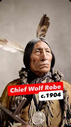 Bringing History To Life on Instagram: "Wolf Robe, a Southern Cheyenne chief born between 1838 and 1841 and who died in 1910. He is sometimes believed to be the Native American whose profile inspired the Indian Head nickel, a claim that has followed his image for more than a century. In this photograph, taken in 1904 when he was about 63 to 66 years old, he wears a round silver Benjamin Harrison peace medal. He received the medal in 1890 for assisting the Cherokee Commission during negotiations