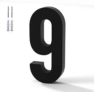 5'' Stainless Steel Floating House Numbers for Outside, Black 3D Address Numbers and Letters for House/Garden/Out Door/Home/Store Signage With Nail Kit (9)