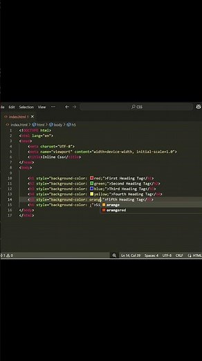 How to add Inline Css#coding #programming #html #css