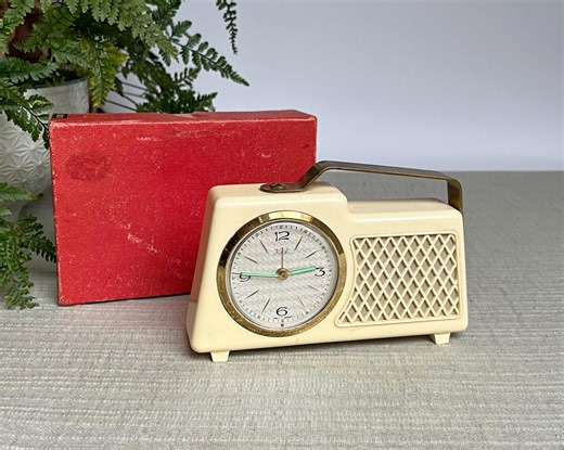 Mechanical Music Alarm Clock Koch West Germany, Mechanical Alarm Clock in the Shape of a Radio, Radio Alarm Clock, Alarm Clock With Swiss Music Box, Vintage (1g) - Etsy