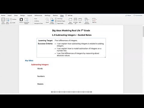 1.4 Subtracting Integers Big Ideas Modeling Real Life 7th Grade Math
