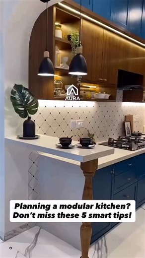 Aura Nirman on Instagram: "Smart Modular Kitchen = Style + Functionality by Aura Nirman! ✨ Most people focus only on looks — but a truly smart kitchen is built with thoughtful planning! These 5 expert tips will help you save space, boost comfort, and upgrade your cooking experience every single day. 💡 Don’t miss Tip #4 — it’s a total game-changer! Save this post before you start your kitchen renovation! 📞 +91 88038 80389 📩 DM us to book your kitchen design consultation today! [smart modular k