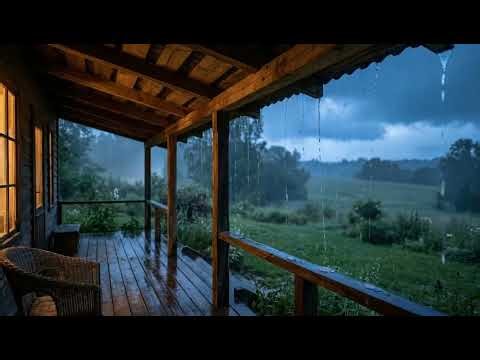 Rain on the Wooden Porch at Night | Cozy Countryside Ambience for Sleep & Relaxation