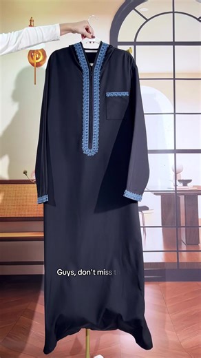 Mashallah!! This robe will level up your modest wardrobe!!!👳🏻🕌🕋🖤😍🤲 #robe #embroidery #hooded #modestfashion #tiktokmademebuyit