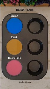 three colors mixed in pairs - bluish, dust and dusty pink #asmr #colormixing #shorts #watercolor