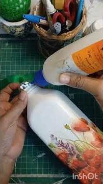 how to decorate glass bottle with decoupage ✨️ #diy #artandcraft #decoupagefurniture