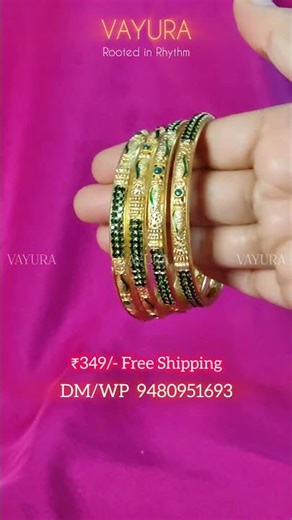 Green ruby stone golden color bangles. #ytshorts #jewellery #grwm #bangles #green