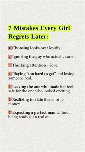 7 mistake every girl regret later I #quotes #explore #motivation #mistakes #regret #mindset #shorts
