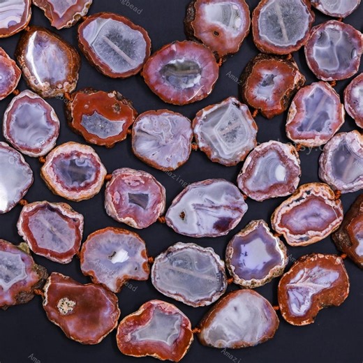 Dyed Agate Irregular Slab Beads With Red Edge, Agate Slice Beads Necklace Pendant Jewelry. - Etsy