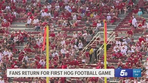 Fans return to first Hog football game with new COVID-19 guidance