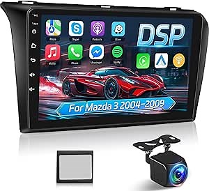 NHOPEEW for Mazda 3 2004-2009 Upgrade Stereo, [2+64G] 9 inch Touchscreen Android 13 Car Radio - Wireless Carplay and Andorid Auto, WiFi, GPS, DSP/16EQ, Voice Control, SWC + AHD Backup Camera