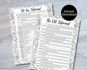 Bible Reading Trackers, Floral Scripture Reading Charts, Printable New Testament and Old Testament Study Guide - Etsy