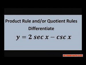 Find derivative of 2 sec x - csc x with trigonometric derivatives. Differentiation