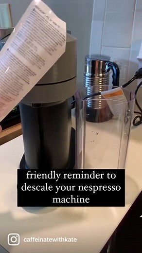 Don’t forget to descale your Nespresso machine every 3 months ☺️ #nespresso #descale #nespressovertuonext #athomebarista #caffeinatewithkate #fypシ