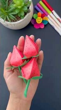 How to Make Paper Strawberry / Origami Craft#diy #craft #art #papercraft #strawberry #craftideas