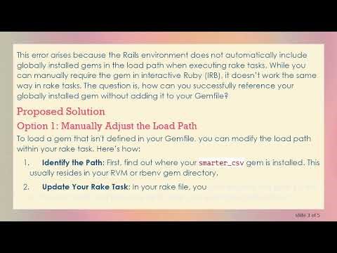 Resolving the LoadError for Globally Installed Gems in Rails Rake Tasks