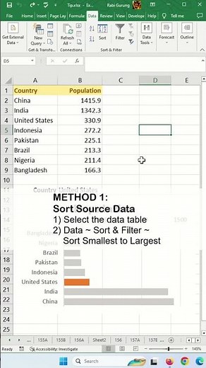 How do I arrange a chart in descending order in Excel? - Excel Tips and Tricks #shorts
