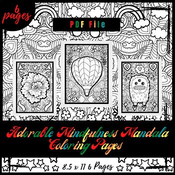 Adorable Kids Mindfulness Mandala Coloring Pages, Printable PDF Sheets