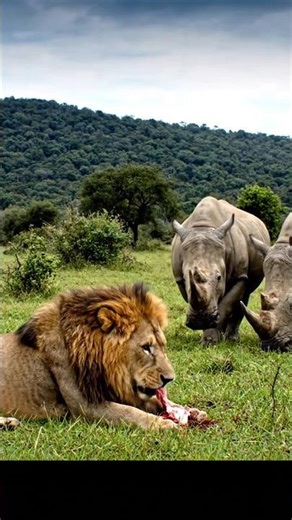Lion vs Rhinos – The Unexpected Savannah Showdown!