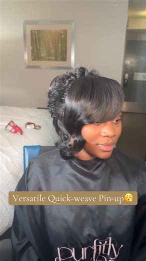 DALLAS MAKEUP ARTIST & HAIRSTYLIST on Instagram: "Luxury that transforms 😮‍💨✨ This versatile Quick Weave pin-up gives sleek elegance, soft glam, and bombshell energy — all in one install. One style. Endless moments 💎 📲 Book your elevated experience 🔗 https://purfitlyflawlessmakeupco.glossgenius.com/ #VersatileQuickWeave #PinUpHair #LuxuryInstalls #DFWStylist #ProtectiveStyleLuxury HairThatMoves BlackGirlLuxury FlawlessHair ReelsHair"