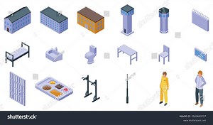 Prison Building Icons Set Prison Life Stock Vector (Royalty Free) 2503683727 | Shutterstock