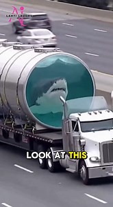 Great White Shark is transported down the freeway! 🦈 #shark #sharktank #ai Drivers on a busy freeway got the shock of their lives when traffic slowed beside a semi truck carrying a full-grown great white shark — clearly visible through the glass front of a massive water tank. The surreal scene was captured from above by a news helicopter as the truck made its way to an aquarium, the shark gliding calmly through the tank while commuters stared in disbelief. From the air, it looked less like a tr