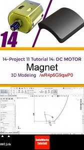 14- 3D Draft | DC Motor |: Magnet #3d #solidworks #tutorial #cad #drawing #motor #electronics