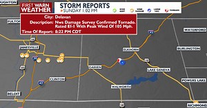 NWS confirmed EF1 tornado in Delavan Saturday night