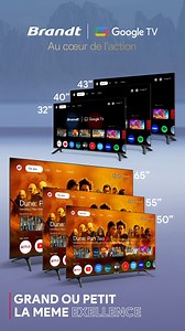2.3M views · 261 reactions | Petit ou grand, l’excellence ne change pas  Avec la Google TV K series, profitez d’une expérience fluide et exceptionnelle. الحجم صغير أو كبير، التميّز لا يتغيّر  مع Google TV K Series استمتع بتجربة مميّزة واستثنائية. | Brandt | Facebook