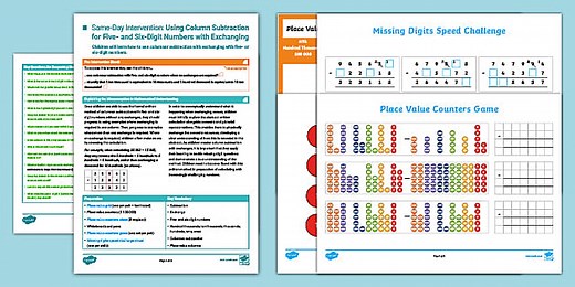 Year 5 Maths Same-Day Intervention Plan: Using Column Subtraction for 5- and 6-Digit Numbers with Exchanging