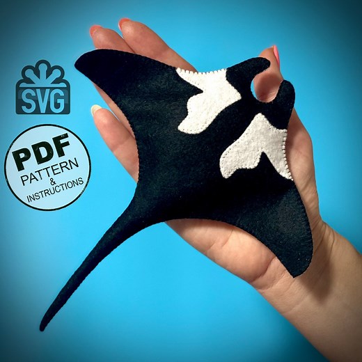 Manta Ray Sewing Pattern PDF and SVG. Felt Ocean Animals Pattern. Stingray Easy Pattern and Tutorial. Sea Animals Toys. Under the Sea. - Etsy
