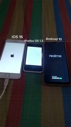 iPhone 8 Plus on iOS 16 vs Cherry Mobile Ace on Firefox 1.3 vs Realme 5 on Android 10 boot up test