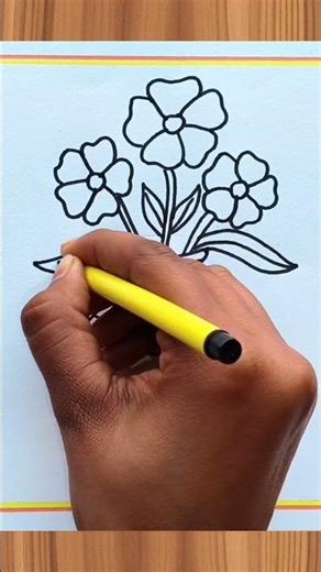 Flower Pot Drawing / How to Draw Flower Pot Step By Step / Flower Vase Drawing / Flower Drawing